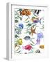 Watercolor Sea Life Seamless Pattern, Underwater Watercolor Illustration-Varvara Kurakina-Framed Photographic Print