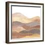 Watercolor Shapes of Wavy Mountain Silhouette, Paper Textured Background with Hues of Sepia, Yellow-Ju-Ju-Framed Photographic Print