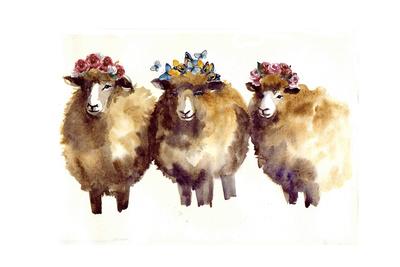 Watercolor Sheep With Flowers Watercolor Sheep Hand Drawn Cute Illustration Creative Farm Animal Art Tatyana Komtsyan Allposters Com
