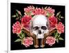 Watercolor Skull with Guns and Roses-tanycya-Framed Art Print