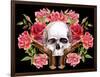 Watercolor Skull with Guns and Roses-tanycya-Framed Art Print