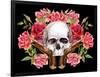 Watercolor Skull with Guns and Roses-tanycya-Framed Art Print