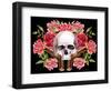 Watercolor Skull with Guns and Roses-tanycya-Framed Art Print