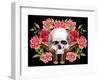 Watercolor Skull with Guns and Roses-tanycya-Framed Art Print