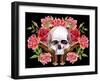 Watercolor Skull with Guns and Roses-tanycya-Framed Art Print