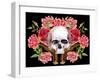 Watercolor Skull with Guns and Roses-tanycya-Framed Art Print