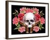 Watercolor Skull with Guns and Roses-tanycya-Framed Art Print