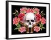 Watercolor Skull with Guns and Roses-tanycya-Framed Art Print