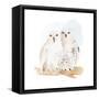 Watercolor Snowy Owls-Lanie Loreth-Framed Stretched Canvas