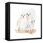 Watercolor Snowy Owls-Lanie Loreth-Framed Stretched Canvas