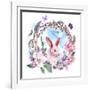 Watercolor Spring Happy Easter Wreath-Varvara Kurakina-Framed Art Print