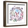 Watercolor Spring Happy Easter Wreath-Varvara Kurakina-Framed Art Print