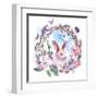 Watercolor Spring Happy Easter Wreath-Varvara Kurakina-Framed Art Print