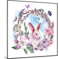 Watercolor Spring Happy Easter Wreath-Varvara Kurakina-Mounted Art Print