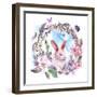 Watercolor Spring Happy Easter Wreath-Varvara Kurakina-Framed Premium Giclee Print