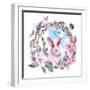 Watercolor Spring Happy Easter Wreath-Varvara Kurakina-Framed Premium Giclee Print