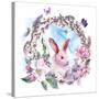 Watercolor Spring Happy Easter Wreath-Varvara Kurakina-Stretched Canvas