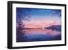 Watercolor Star and Lake Landscape-Eisfrei-Framed Art Print