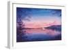 Watercolor Star and Lake Landscape-Eisfrei-Framed Art Print