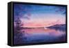 Watercolor Star and Lake Landscape-Eisfrei-Framed Stretched Canvas