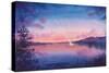 Watercolor Star and Lake Landscape-Eisfrei-Stretched Canvas