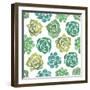 Watercolor Succulents Seamless Pattern-Nadydy-Framed Art Print