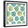 Watercolor Succulents Seamless Pattern-Nadydy-Framed Art Print