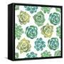 Watercolor Succulents Seamless Pattern-Nadydy-Framed Stretched Canvas