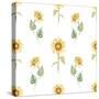 Watercolor Sunflower Pattern-Zenina-Stretched Canvas