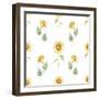 Watercolor Sunflower Pattern-Zenina-Framed Art Print