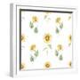 Watercolor Sunflower Pattern-Zenina-Framed Art Print