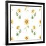 Watercolor Sunflower Pattern-Zenina-Framed Art Print