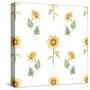 Watercolor Sunflower Pattern-Zenina-Stretched Canvas