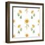 Watercolor Sunflower Pattern-Zenina-Framed Art Print