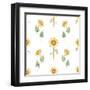 Watercolor Sunflower Pattern-Zenina-Framed Art Print