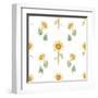 Watercolor Sunflower Pattern-Zenina-Framed Art Print