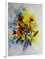 Watercolor Sunflowers-Pol Ledent-Framed Art Print