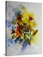 Watercolor Sunflowers-Pol Ledent-Stretched Canvas