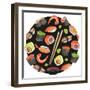 Watercolor Sushi Circle - Japan-Maria Mirnaya-Framed Art Print