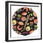 Watercolor Sushi Circle - Japan-Maria Mirnaya-Framed Art Print