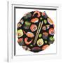 Watercolor Sushi Circle - Japan-Maria Mirnaya-Framed Art Print