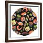 Watercolor Sushi Circle - Japan-Maria Mirnaya-Framed Art Print