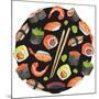 Watercolor Sushi Circle - Japan-Maria Mirnaya-Mounted Art Print