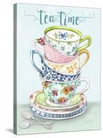 Watercolor Teacups-A-Jean Plout-Stretched Canvas