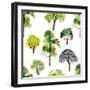 Watercolor Trees on White Background-mart-Framed Art Print