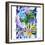 Watercolor Tropical Leaves and Geometric Shapes-tanycya-Framed Art Print