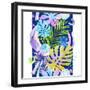 Watercolor Tropical Leaves and Geometric Shapes-tanycya-Framed Art Print