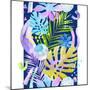 Watercolor Tropical Leaves and Geometric Shapes-tanycya-Mounted Art Print