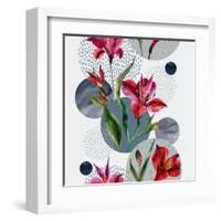 Watercolor Tropical Leaves and Geometric Shapes-tanycya-Framed Art Print