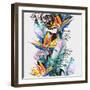 Watercolor Tropical Leaves and Geometric Shapes-tanycya-Framed Art Print